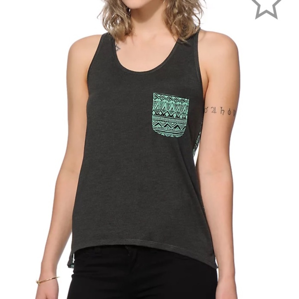 ❤️3x$20 Empyre Celia Black & Mint Tribal Tank Top